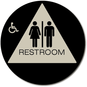 

California Unisex Accessible RESTROOM Door Sign - Color Reverse-Taupe / Black (4 Units)