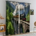 thumbnail image 3 of Vintage Train Black Out Curtains 2 Panels,Steam Engine Locomotive Curtains for Bedroom Living Room Decor,Steam Train Window Treatment Drapes with Grommet-52"W x 63"L (Pack of 2), 3 of 7