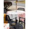 thumbnail image 5 of Outdoor Tablecloth with Umbrella Hole for Patio/Picnic/Party/Camping, Red Coastal Waterproof Table Cloth Square Cover Washable, Grey Red Beige Coral Starfish Nautical (54"x 54"), 5 of 9