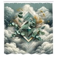 thumbnail image 2 of Ambesonne Eucalyptus Leaves Shower Curtain, Rhombus Clouds, 69"Wx75"L, Grey Teal Earth Yellow, 2 of 4