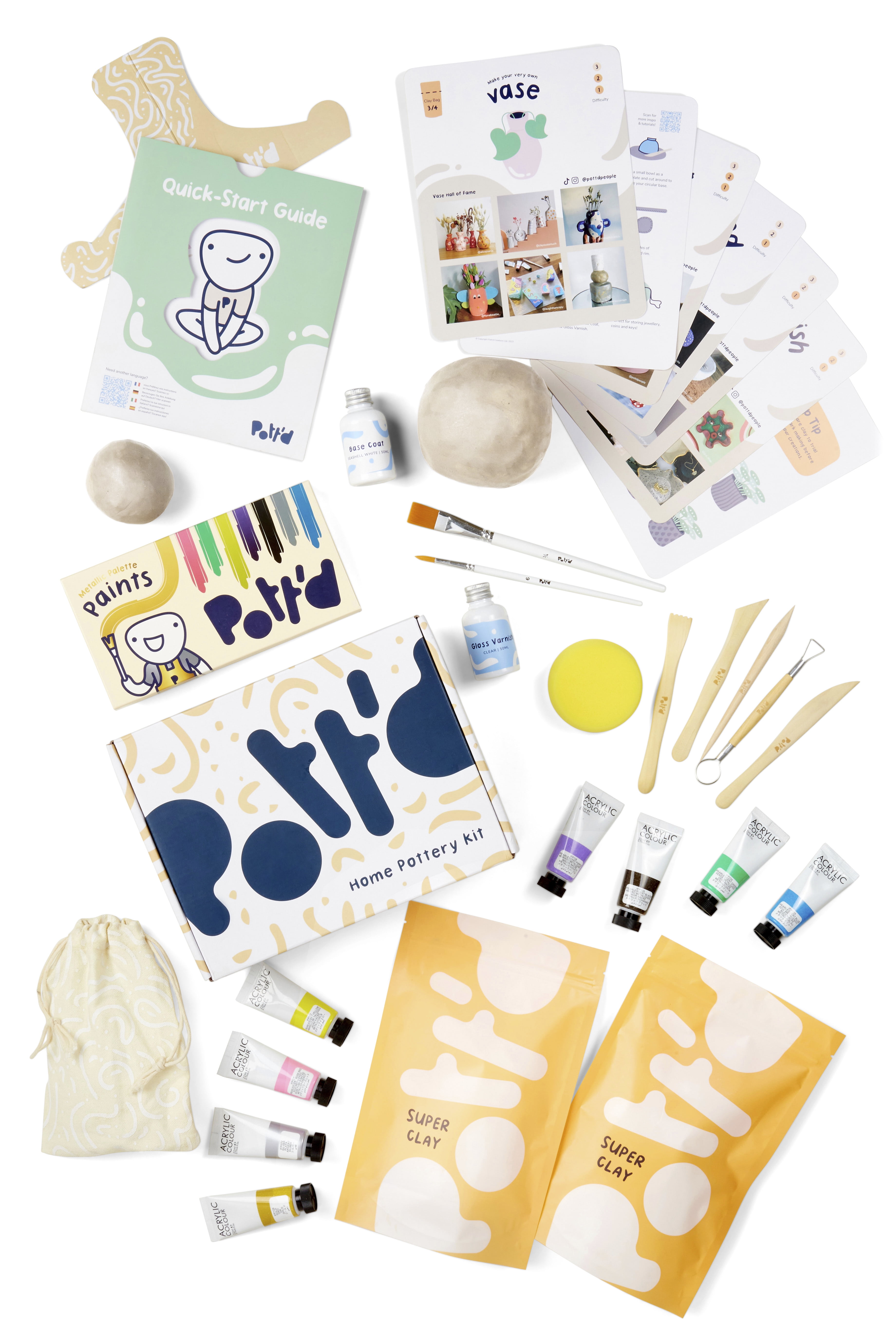 Pott'd Home Air Dry Clay Pottery Kit for Adults & Beginners