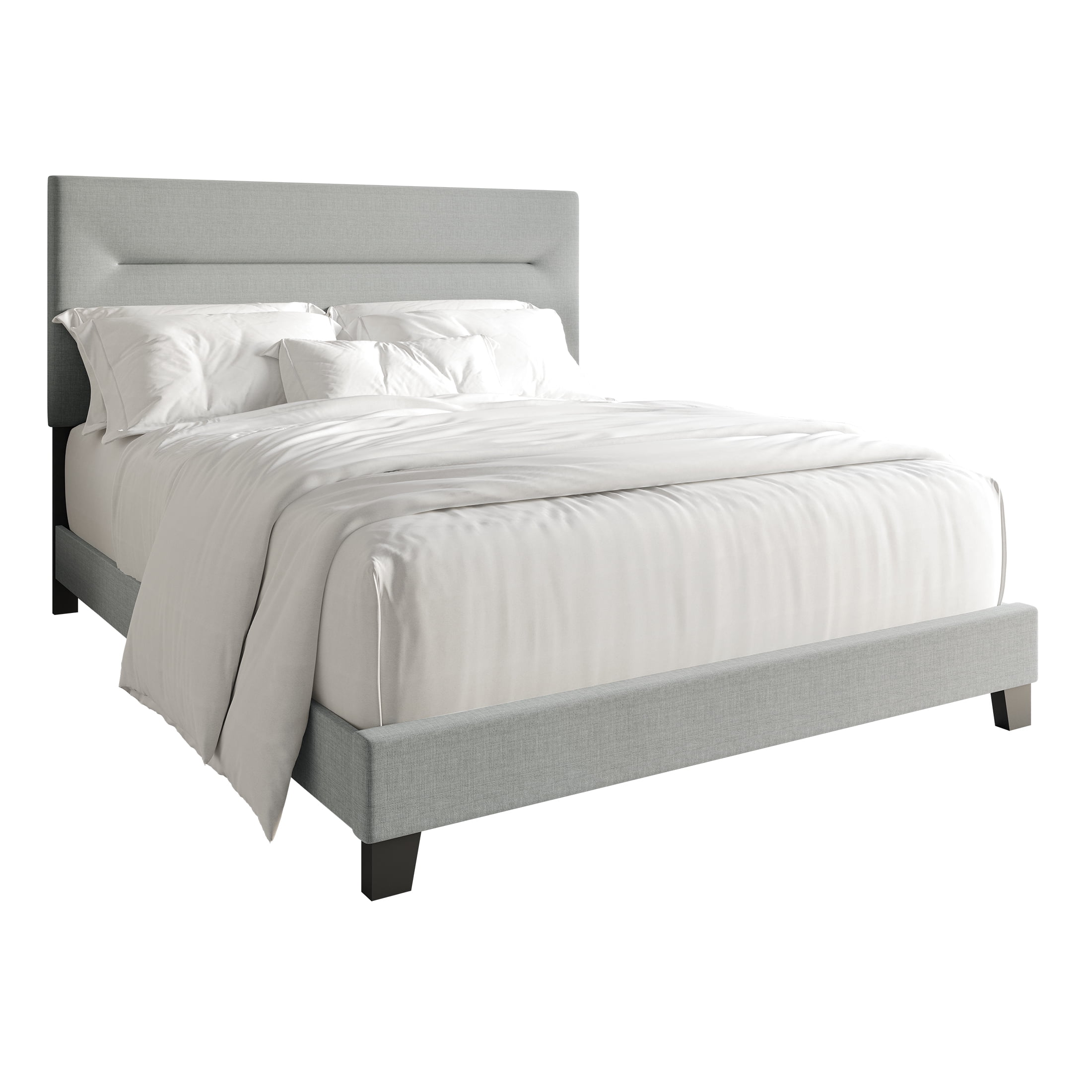 Castle Place Simple Linen Upholstered King Bed, Grey