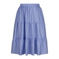 thumbnail image 6 of QATAINLAV Women's Boho Midi Skirts Elastic High Waisted Gingham Tiered A-Line Long Skirt Flowy Casual Summer Plaid Skirts Blue XXL, 6 of 8