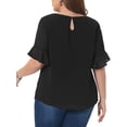 thumbnail image 4 of DARING DIVA Women's Plus Round Neck Ruffle Sleeve Swiss Dots Top 4X Black, 4 of 6