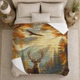 thumbnail image 5 of Majestic Elk Eagle Autumn Forest, Rustic Camping Scene, Warm Flannel Blanket for Cabin and Lodge with Detailed Artwork, Outdoor Lovers Thanksgiving Gift, Rustic Home Decor, 5 of 9