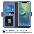 thumbnail image 2 of Huawei P20 Pro Wallet Case Huawei P20 Pro Cover Premium PU Leather Folio Flip Notebook Cover Vogue Business with Credit Slots Wallet Case for Huawei P20 Pro - Blue, 2 of 5