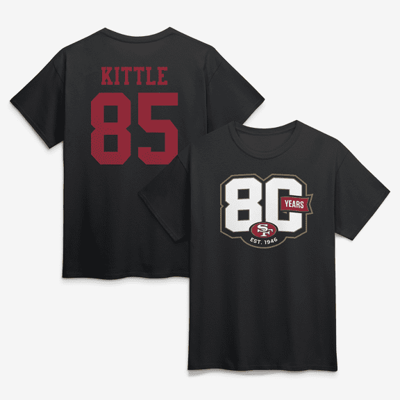 Men's George Kittle Black San Francisco 49ers 80th Anniversary Player Name & Number T-Shirt