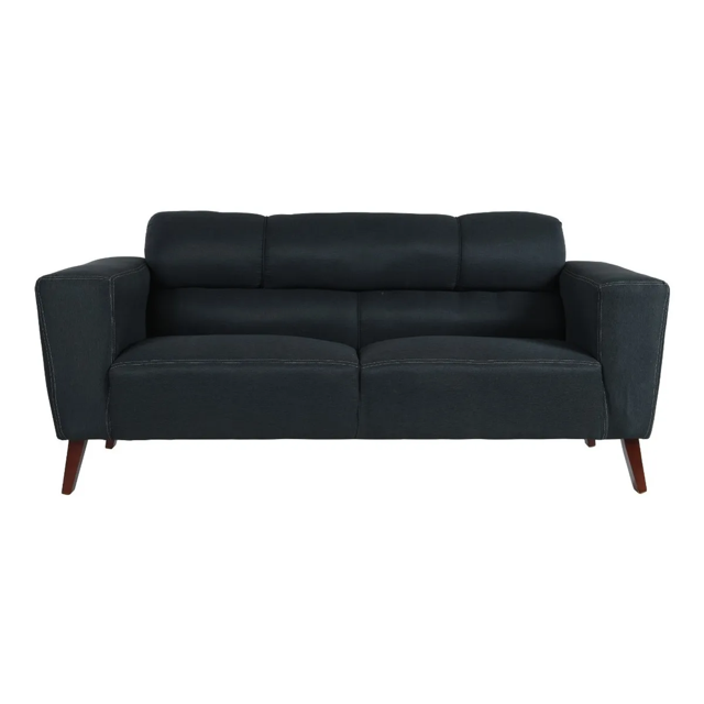 sofá siberia lino gris oxford salas modernas minimalistas lounge sillones frontal, sofá de tres plazas tapizado en lino gris oxford con respaldo dividido en tres cojines, brazos rectos y patas de madera inclinadas; diseño minimalista sobre fondo blanco, también suele usarse como sofá para sala compacta o zona lounge.