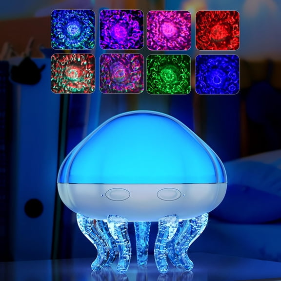 2-in-1 Ocean Wave and Jellyfish Projector Light with Remote Control, Timer Auto-Off, 8-Color Changing Night Light for Kids, USB Powered Mood Lamp for Bedroom, Christmas Birthday Gift (Jellyfish)