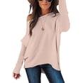 thumbnail image 4 of Fangasis Women Pullover Knitted Jumper Top Long Sleeve Knit Tops Ladies Loose Tunic Blouse Knitwear Holiday Light Pink 2XL, 4 of 6