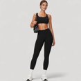 thumbnail image 2 of Women's Seamless High Waist Compression Leggings with Sculpting Back Detail and Stretch Knit Fabric - Small, Black, 2 of 6