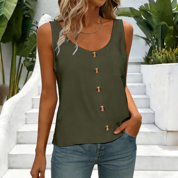 Only Moment Cropped Cami Top Polyester,Spandex Round Neck Women's Sleeveless Short Top Casual Cute Summer Spaghetti Strap Blackish Green,L