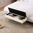 thumbnail image 4 of Velvet Storage Bench with Gold Legs and Nailhead Trim, 40" Wide Upholstered Modern Bedroom Bench for End of Bed, Tufted Ottoman for Entryway Living Room Dining Room, 4 of 8