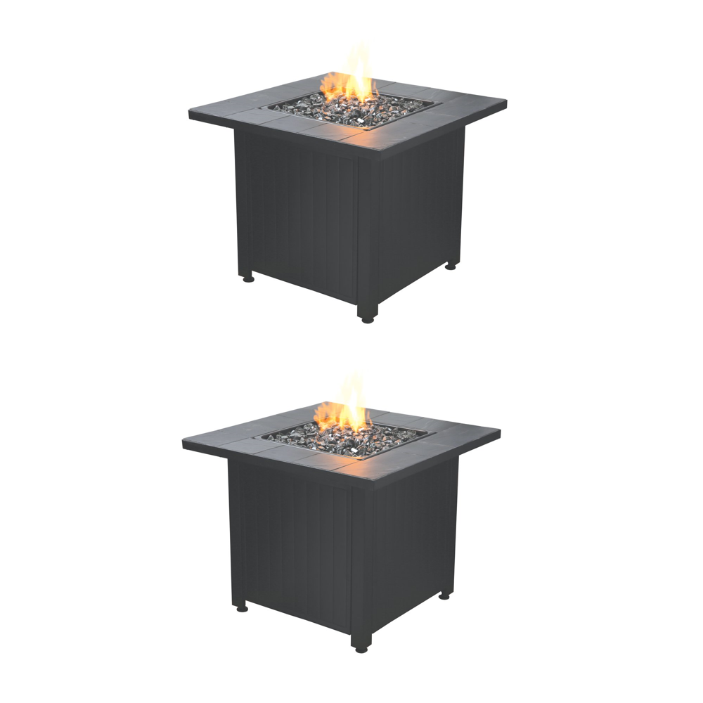 Endless Summer Petroleum Outdoor Patio Fire Table with Glass, Black (2