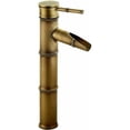 thumbnail image 1 of Grifo de bambú alto, mezclador de fregadero en cascada, grifo monomando para lavabo, grifo de un solo orificio disponible con agua fría y caliente, grifo de baño de bronce., 1 of 5