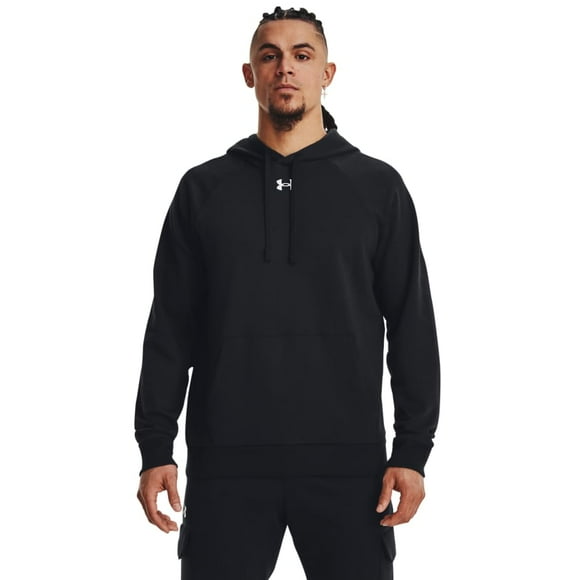 Sudadera con capucha Under Armour Rival Fleece para hombre, color blanco y negro, talla M