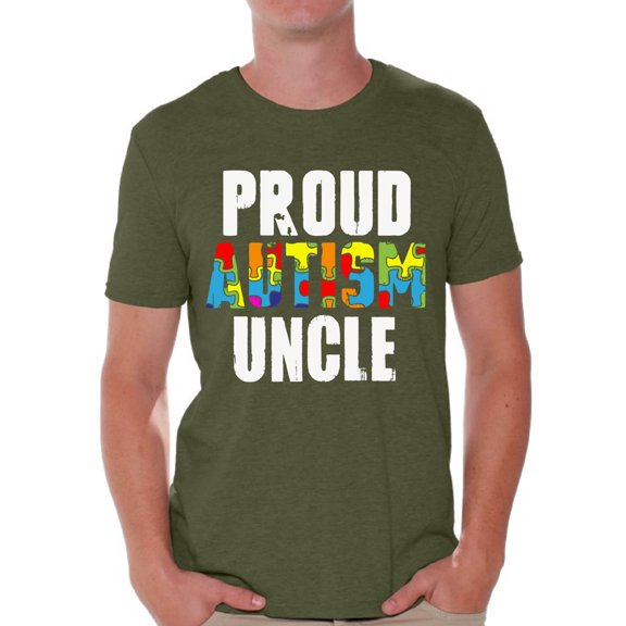Awkward Styles Proud Autism Uncle Tshirt for Men Autistic Pride Autism Awareness Family Shirts Autism Gifts for Men Autism Awareness Shirts for Him Family Autism T Shirts Autism Gifts for Uncle