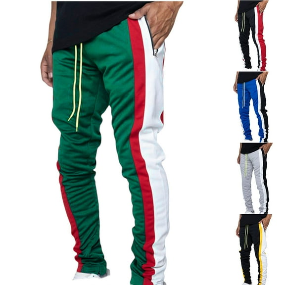 FRSASU Men's Color Block Joggers Casual Drawstring Elastic Waist Loose Sweatpants Sports Trousers Yellow