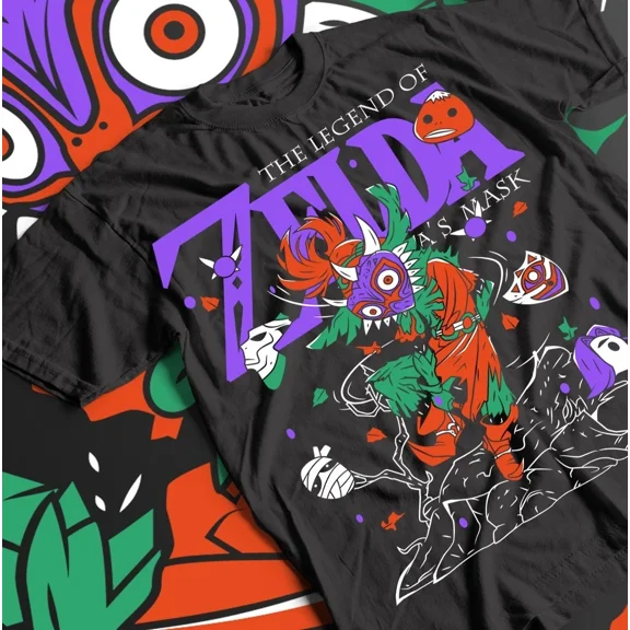 Reprint Rare Majoras Mask T-shirt Legend of Zelda Graphic Print Anime Gift Shirt All Size