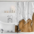 thumbnail image 3 of Brown Marble Crack Shower Curtain, Waterproof Shower Curtains for Bathroom, Modern Abstract Geometric Texture Washable Fabric Bathtub Curtain Set Bath Decor with 12 Hooks Standard 72"x72", 3 of 8