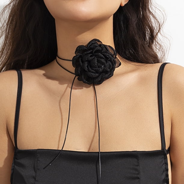 Collar de mujer con borlas de chocolate y diseño floral francés retro de moda de joyería