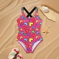 thumbnail image 4 of 11T Bathing Suits For Girls Girls One Piece Swimsuits Quick Dry Crossback One Piece Beach Swimwear Bathing Suit with Adjustable Strap, 4 of 9
