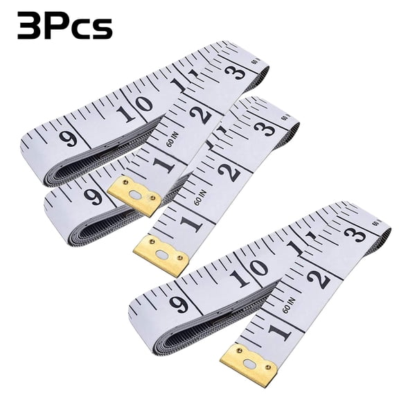 3 Pcs Soft Tape Measure Double Scale Body Sewing Flexible Tailor Craft Vinyl Ruler for Weight Loss Medical Body Measurement, Has Centimetre Scale on Reverse Side 60-inch(White)