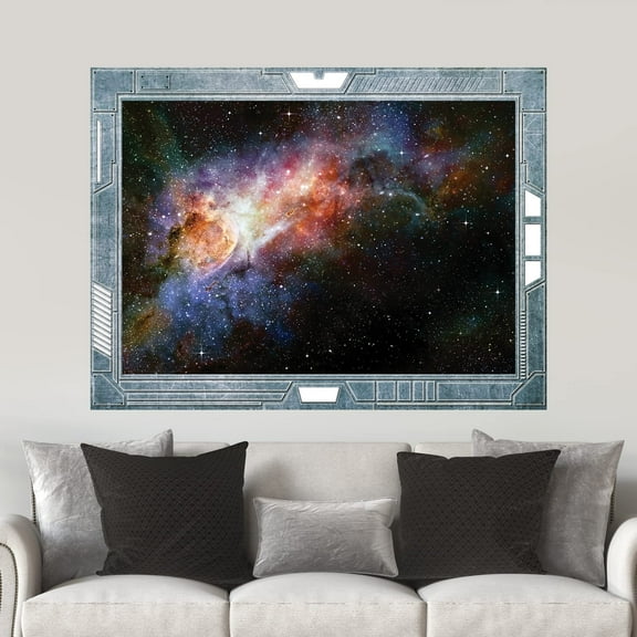 Wall26 - Science Fiction ViewPort - Decal - Spectaluar View into Deep Space - Wall Mural, Removable Sticker, Home Decor - 24x32 inches