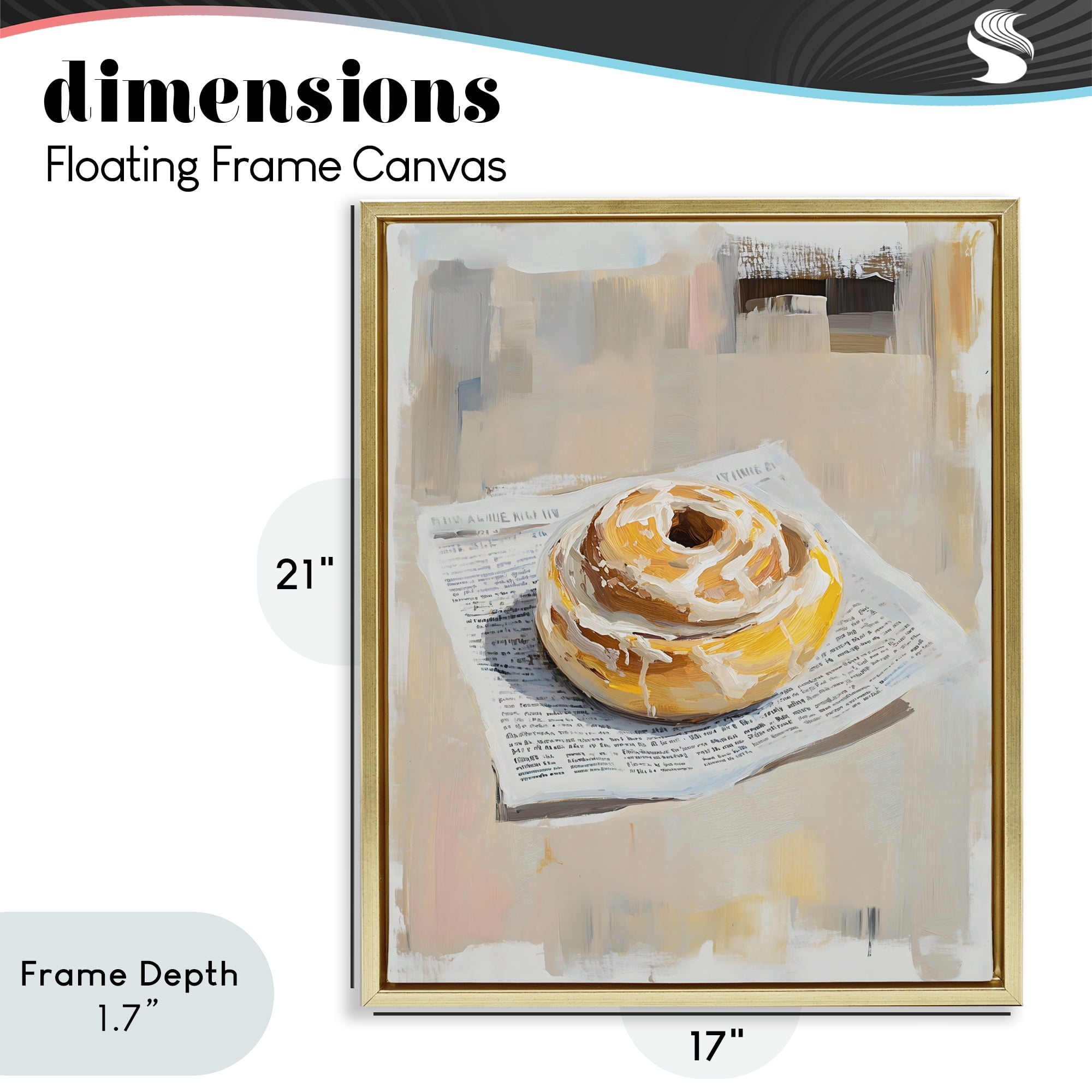 Stupell Industries Cinnamon Roll & Morning Paper Gold Framed Floater Canvas Wall Art, design by The Prints Vibe