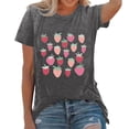 thumbnail image 3 of Trendfront Womens Strawberry Graphic Tops Crewneck Casual Short Sleeve Loose Fit Tee Trendy Fashion T Shirts Relaxed Pullover Daily Clothes, 3 of 5