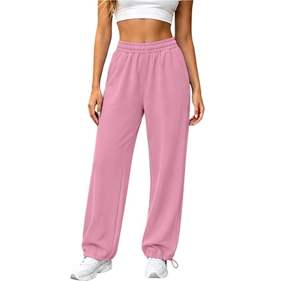 Sweatpants Women Drawstring Elastic Cuff Pocket Casual Lounge Pants Solid Color Jogger Pants