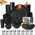 thumbnail image 1 of HLONK 88-Piece Kitchen Plastic Wheat Straw Dinnerware Set  Service for 8  Dinner Plates  Plates and Bowls Sets Pasta Bowls Cups  Flatware  Dishwasher Safe  Unbreakable Outdoor Camping Dis, 1 of 7