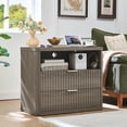 thumbnail image 3 of 2 Pack LEYAOYAO 31" Wide Fluted Nightstand with 2 Drawers, Modern Floor Night Stand with Open Shelf, Large Mid Century Wooden End Table, Grey, 3 of 9