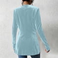 thumbnail image 5 of Yyeselk Women Open Front Velour Cardigan Coat Long Sleeve Button Down Tunic Blazer Cardigans Slim Fit Trendy Elegant Outerwear Light Blue M, 5 of 6