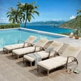 thumbnail image 3 of Outdoor Chaise Lounge Chairs Set of 2, Patio Rattan Reclining Chair with 5-Position Adjustable Backrest, All-Weather Pool Sunbathing Recliners with Rolling Wheels for Outside, Brown and Beige, 3 of 7