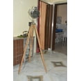 thumbnail image 2 of Vintage style chrome spotlight lamp on wooden tripod base floor lamp lighting decorative searchlight, 2 of 6