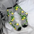 thumbnail image 5 of Bingfone Compression Socks for Women and Men Long Socks for Running Athletic Cycling Nurse- Lemons on Striped, 5 of 6