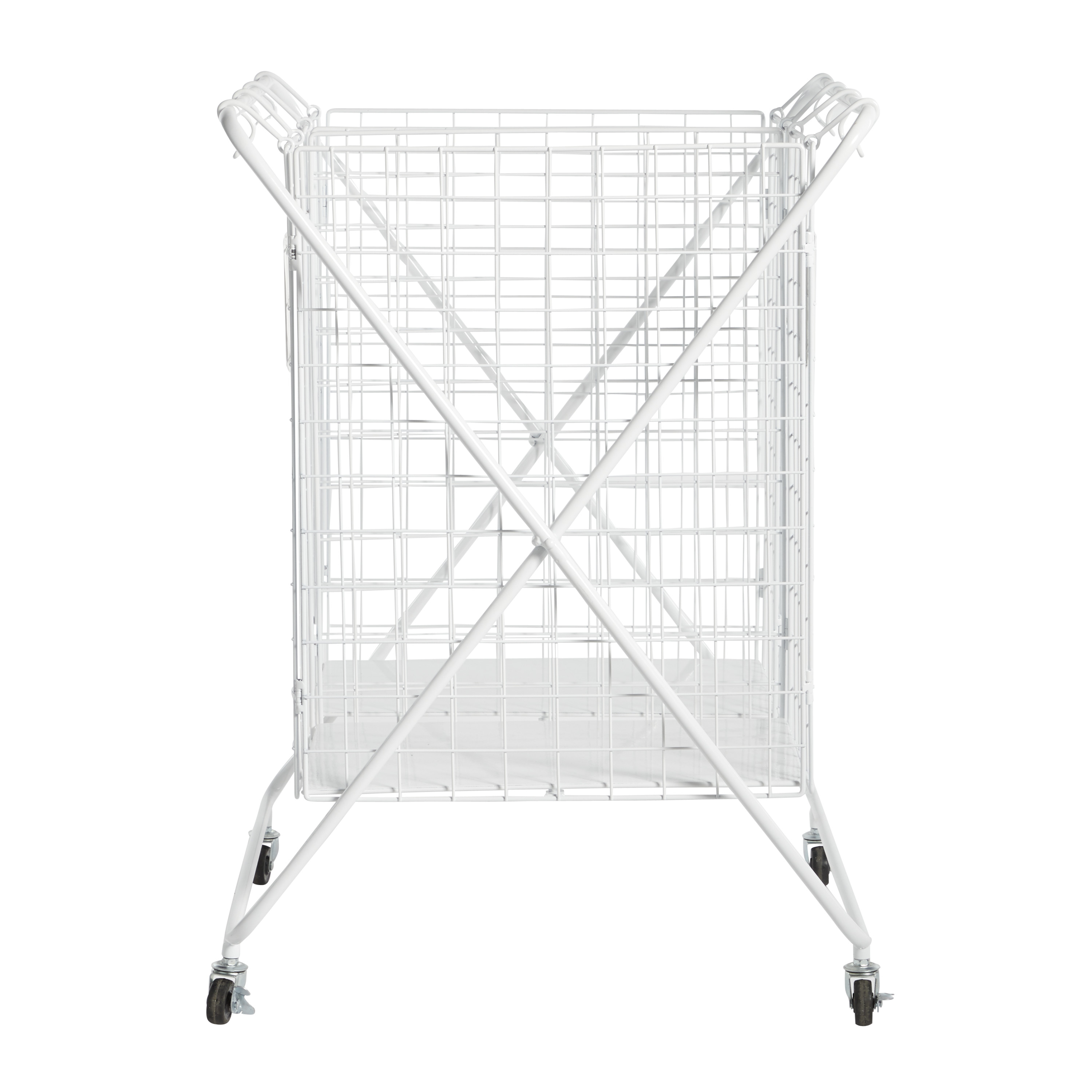 DecMode 25" x 32" White Metal Farmhouse Storage Basket, 1 - Piece