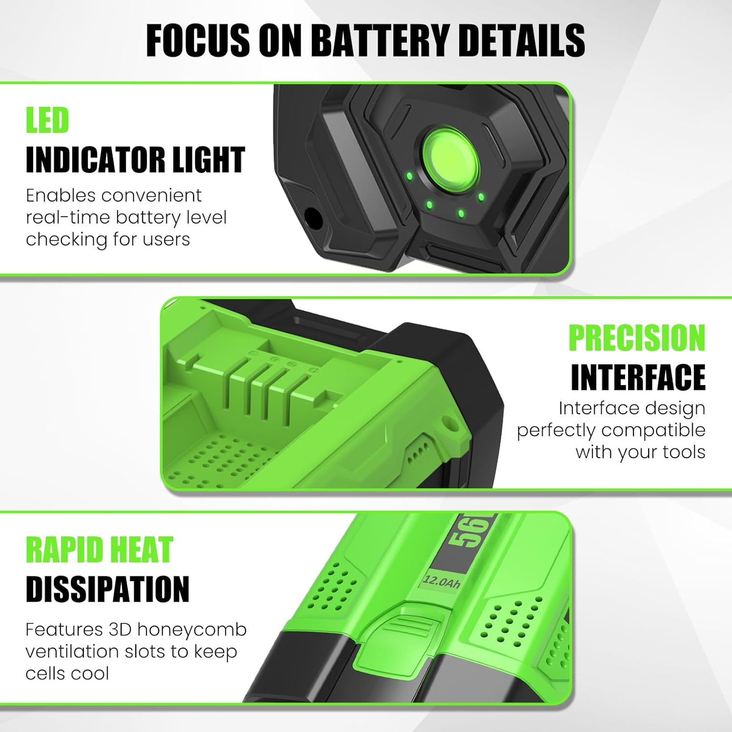 4Pack 12000mAh 56V Replacement Battery for EGO 56V Battery 12Ah Compatible with EGO Battery 56Volt Cordless Tools
