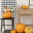 thumbnail image 5 of Thanksgiving Green Orange Pumpkin Chair Covers Set of 8 Leaves Vintage Black Plaid Chair Back Covers Stretch Removable Washable Slipcovers Protector for Dining Room Kitchen Party Decor, 5 of 5