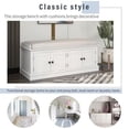 thumbnail image 3 of Rectangle Storage Bench with 4 Doors and Adjustable Shelves, Modern Linen Upholstered Wooden Shoe Bench with Removable Cushion and Round Handles for Living Room Entryway Porch, White, 3 of 8