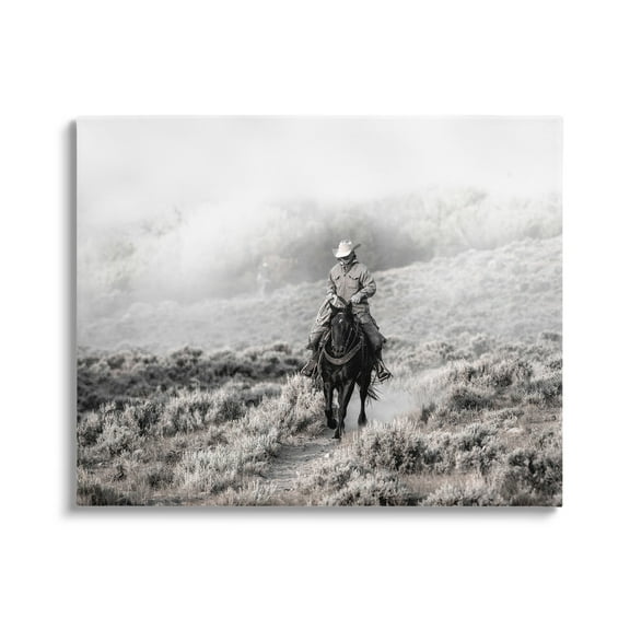 Stupell Industries Cowboy On Horse Rural Plains Animals & Insects Photography Gallery Wrapped Canvas Print Wall Art