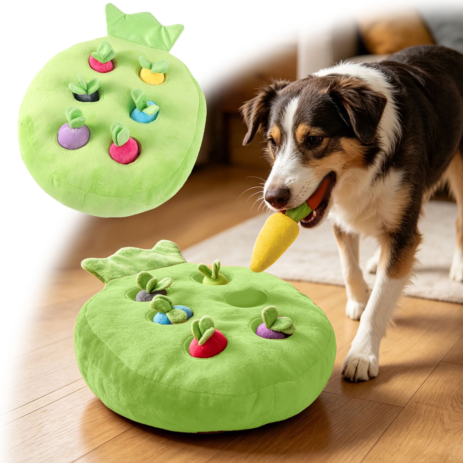 Interactive Dog Puzzle Toy Plush Carrot Patch Snuffle Toy Hide-and-Seek Vegetables Toy for Dogs Cats Enrichment Chewing Slow Feeding Game