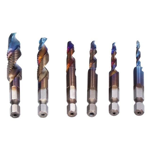 Foret à Tige Hexagonale, 6pcs Spirale Robinet Perceuse Spirale Robinets Vis Robinet Kit Conception Conviviale