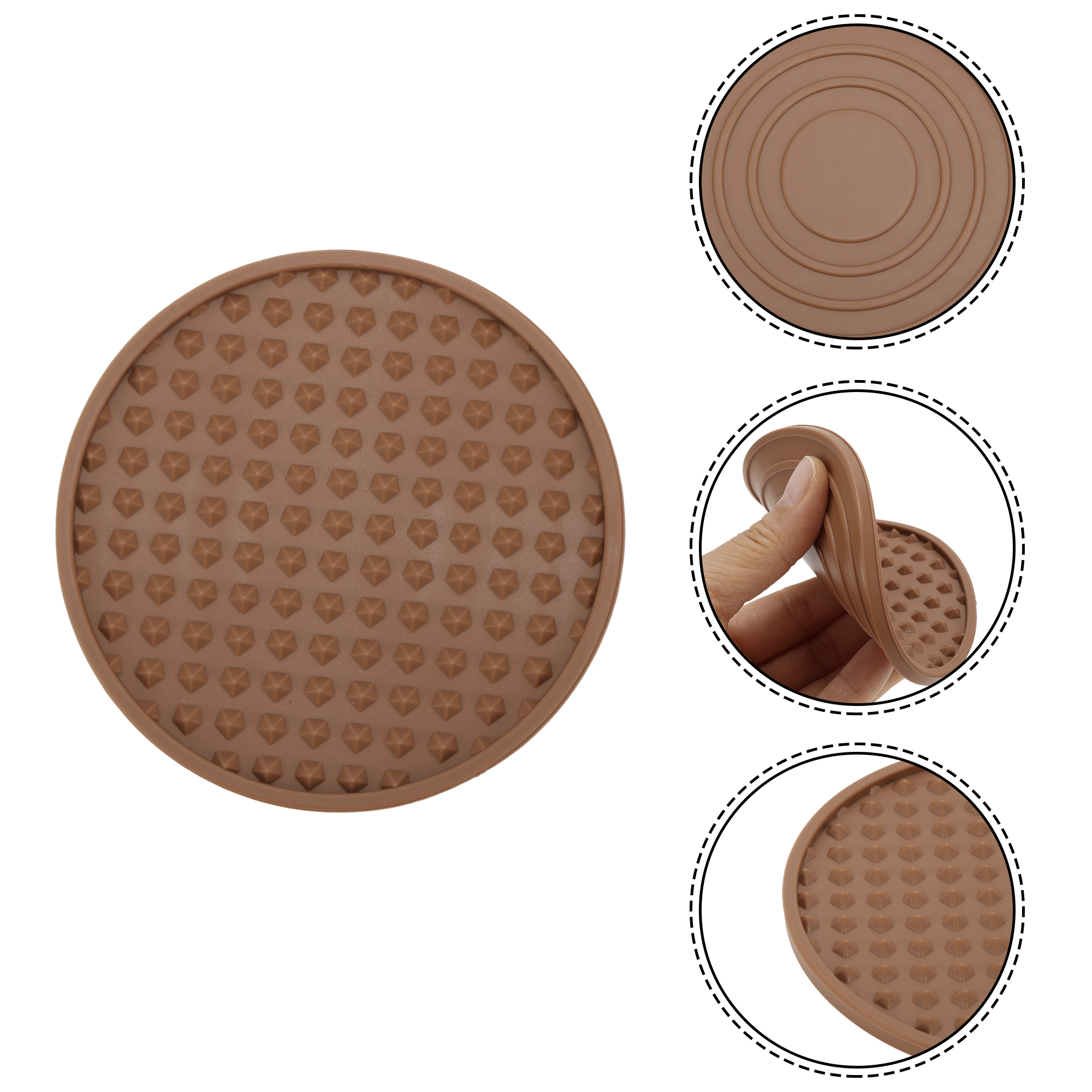Unique Bargains Water-repellent Pyramid Design Drink Coaster Set Brown
