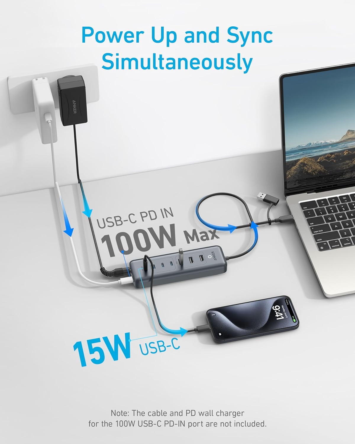 Anker USB C Hub, 8-in-1 5Gbps Data Hub, USB Splitter with 3 USBA and 4 USBC Ports, 100W PD-in, 2-in-1 USB-Connector