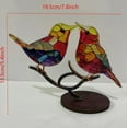 thumbnail image 3 of Stained Glass Birds on Branch Desktop Ornaments, Double Sided Multicolor Style Bird Statue Ornaments for Home Office Decor, Five birds, 3 of 6