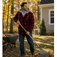 thumbnail image 5 of TrailCrest Men's Warm Sherpa Lined Hoodie Fleece Shirt Jacket, Classic Zip Up Buffalo Plaid, Red Plaid, 3X, 5 of 7