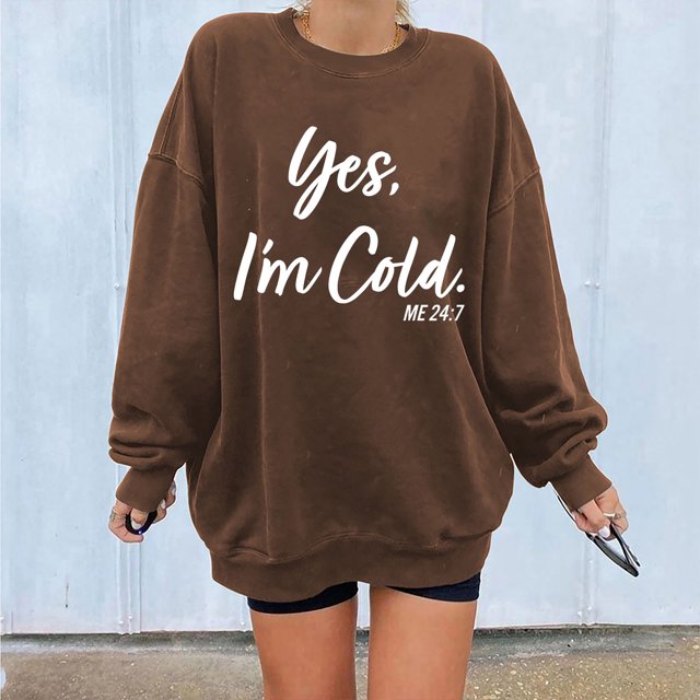 Nouveau Womens Tops 2023 Imprimé Ample Col Rond Manches Longues Polaire Décontractée Coupe Oversize Pull-Over for Women