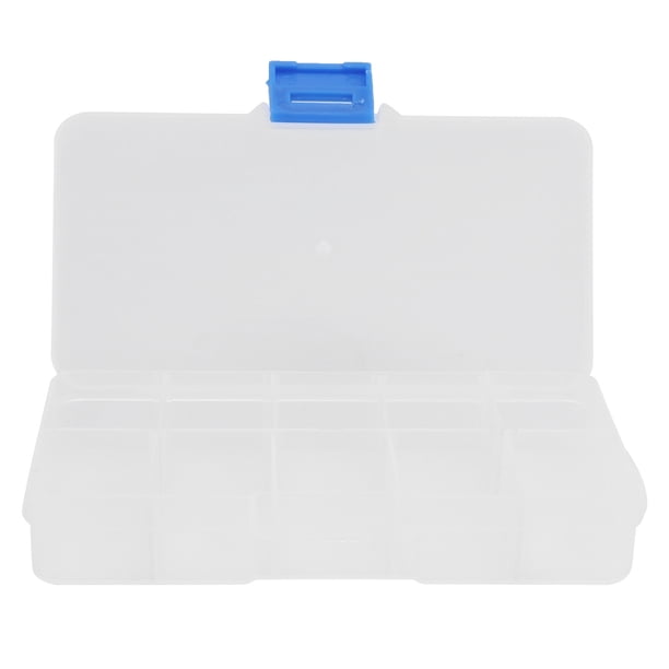 Caja de joyería transparente de 10 rejillas, caja organizadora de plástico, contenedor de almacenamiento para cuentas, arte, manualidades DIY